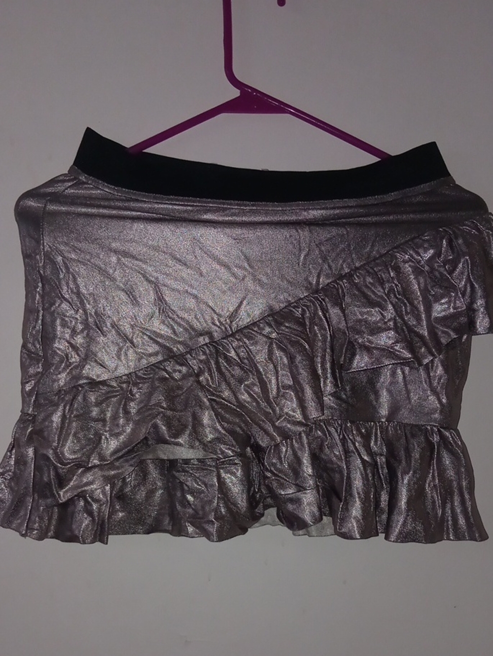 Pull & Bear Metallic Lavender Ruffle Mini Skirt - Women's